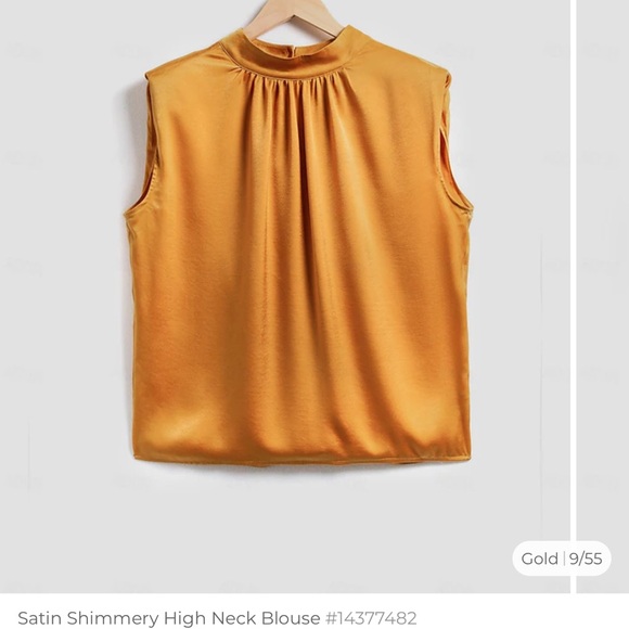 ador Tops - NWT Gold Satin High Neck Blouse
